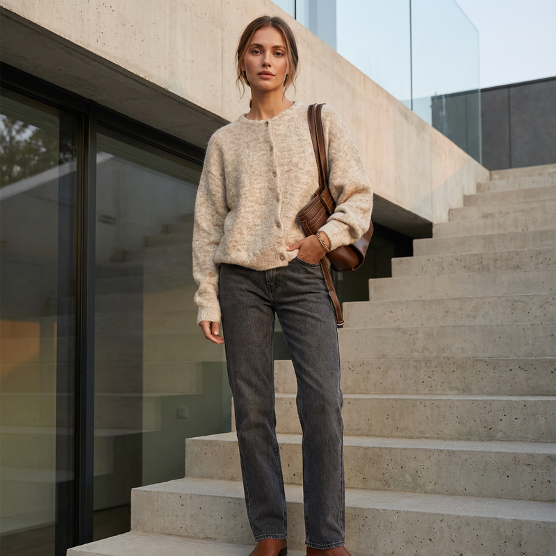 Arlina Women’s Knitted Cardigan | Button Front, Long Sleeve