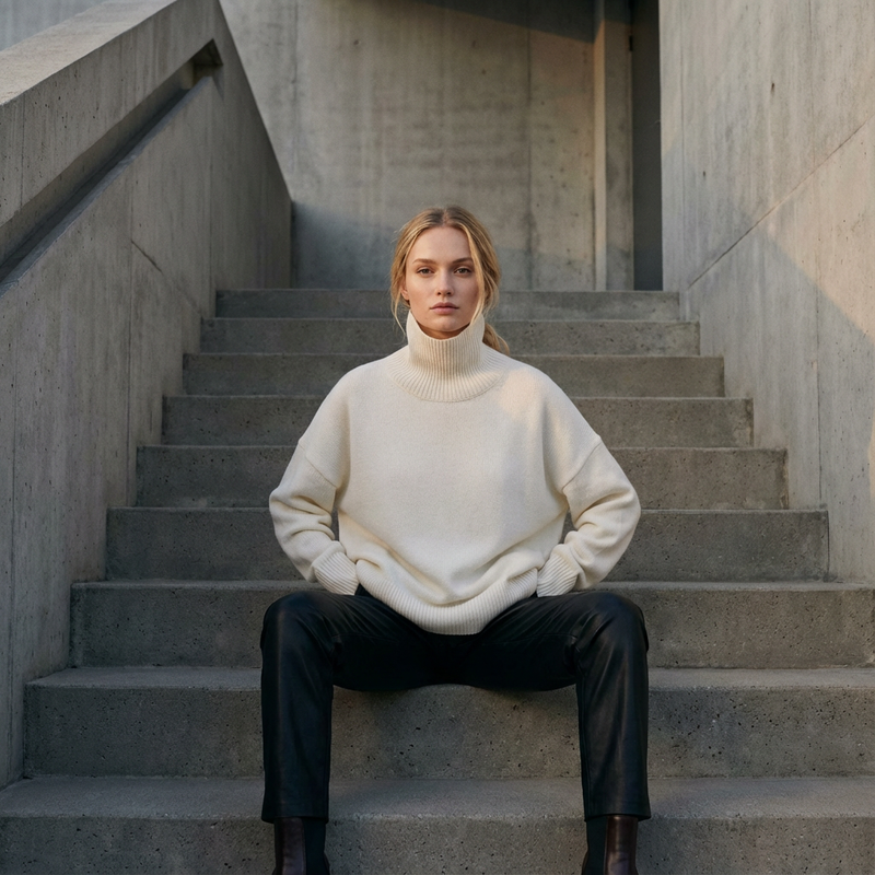 Avery Women’s Turtleneck Sweater | High Neck, Relaxed Fit