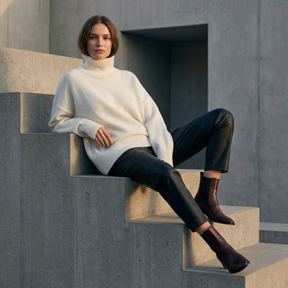 Avery Women’s Turtleneck Sweater | High Neck, Relaxed Fit