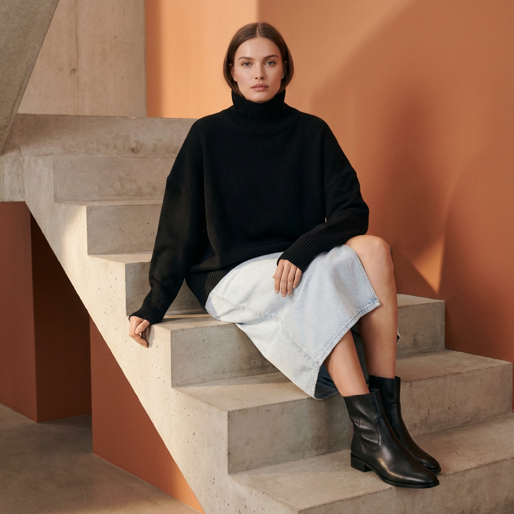 Avery Women’s Turtleneck Sweater | High Neck, Relaxed Fit