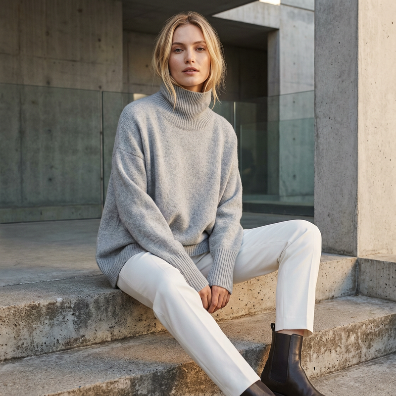 Avery Women’s Turtleneck Sweater | High Neck, Relaxed Fit