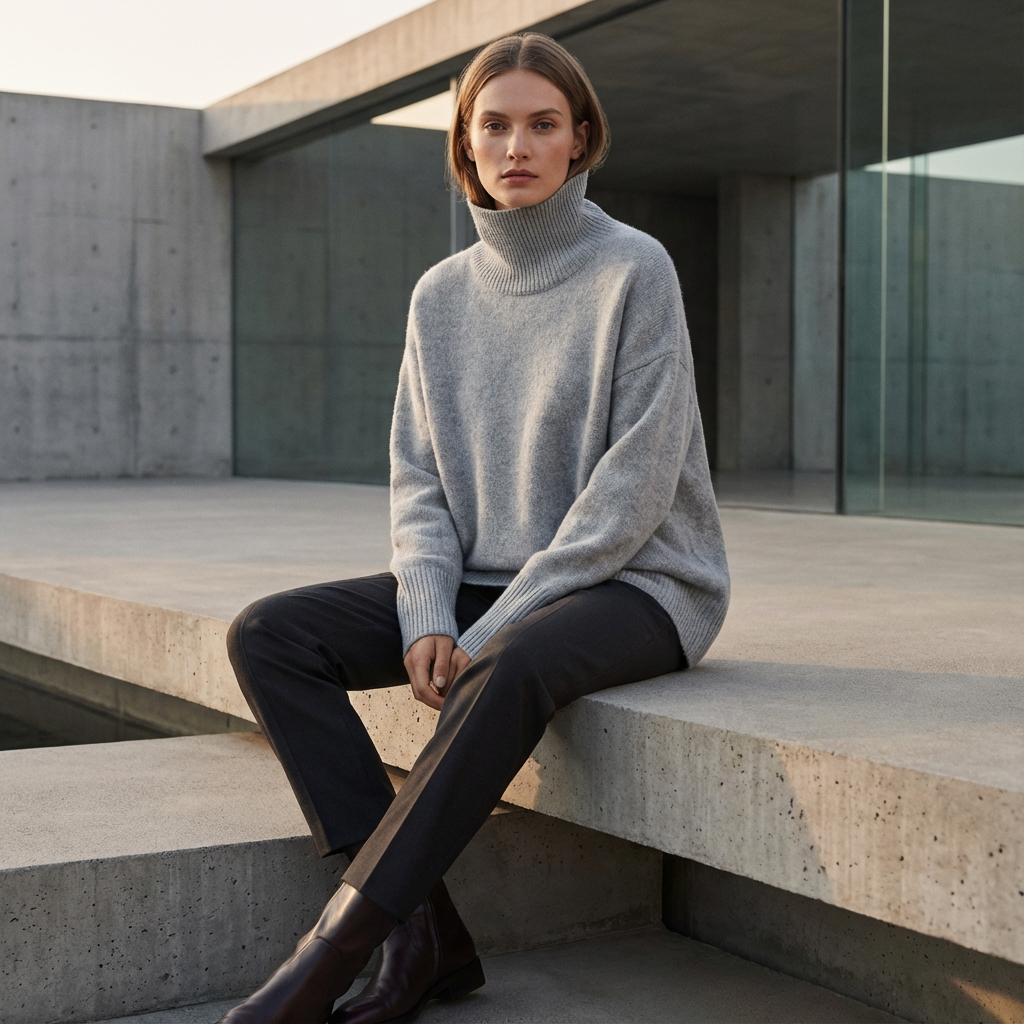 Avery Women’s Turtleneck Sweater | High Neck, Relaxed Fit