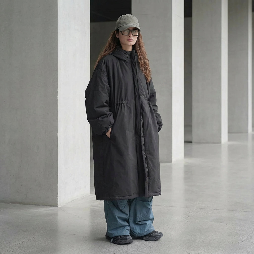 Abrigo largo de Ember para mujer | Diseño con capucha, Cierre frontal con cremallera