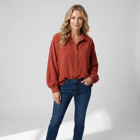 Siena Women's Blouse | Balloon Sleeves, Breathable Fabric