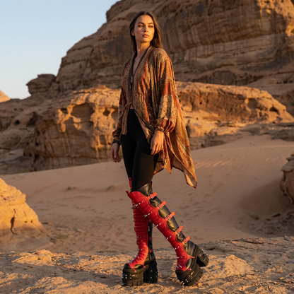 Tank Punk Women's Over the Knee Boots | Rivet Design, Synthetic Leather