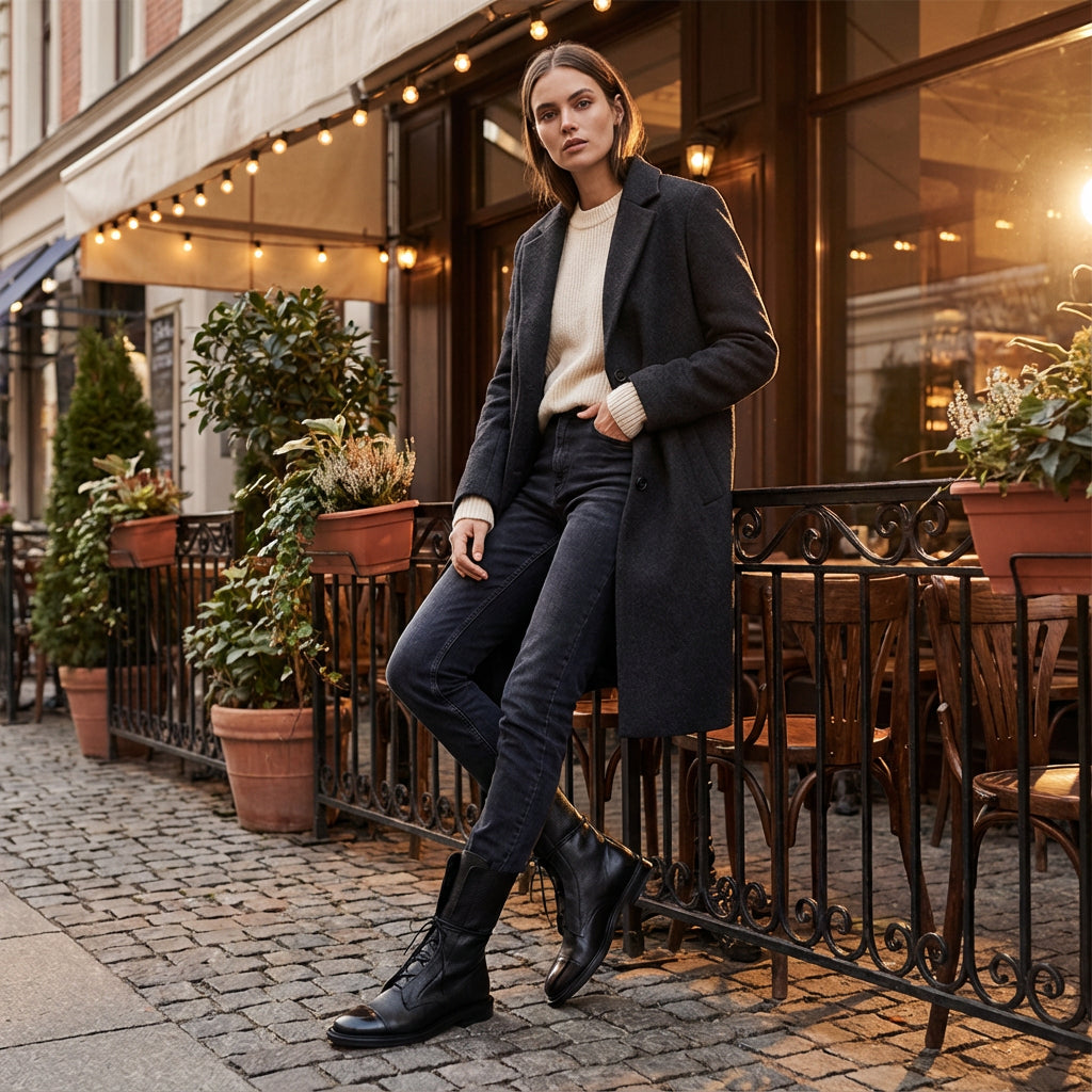 Jade Women’s Lace-Up Mid-Calf Boots | Flat Sole, Timeless Leather Look