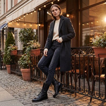 Jade Women’s Lace-Up Mid-Calf Boots | Flat Sole, Timeless Leather Look