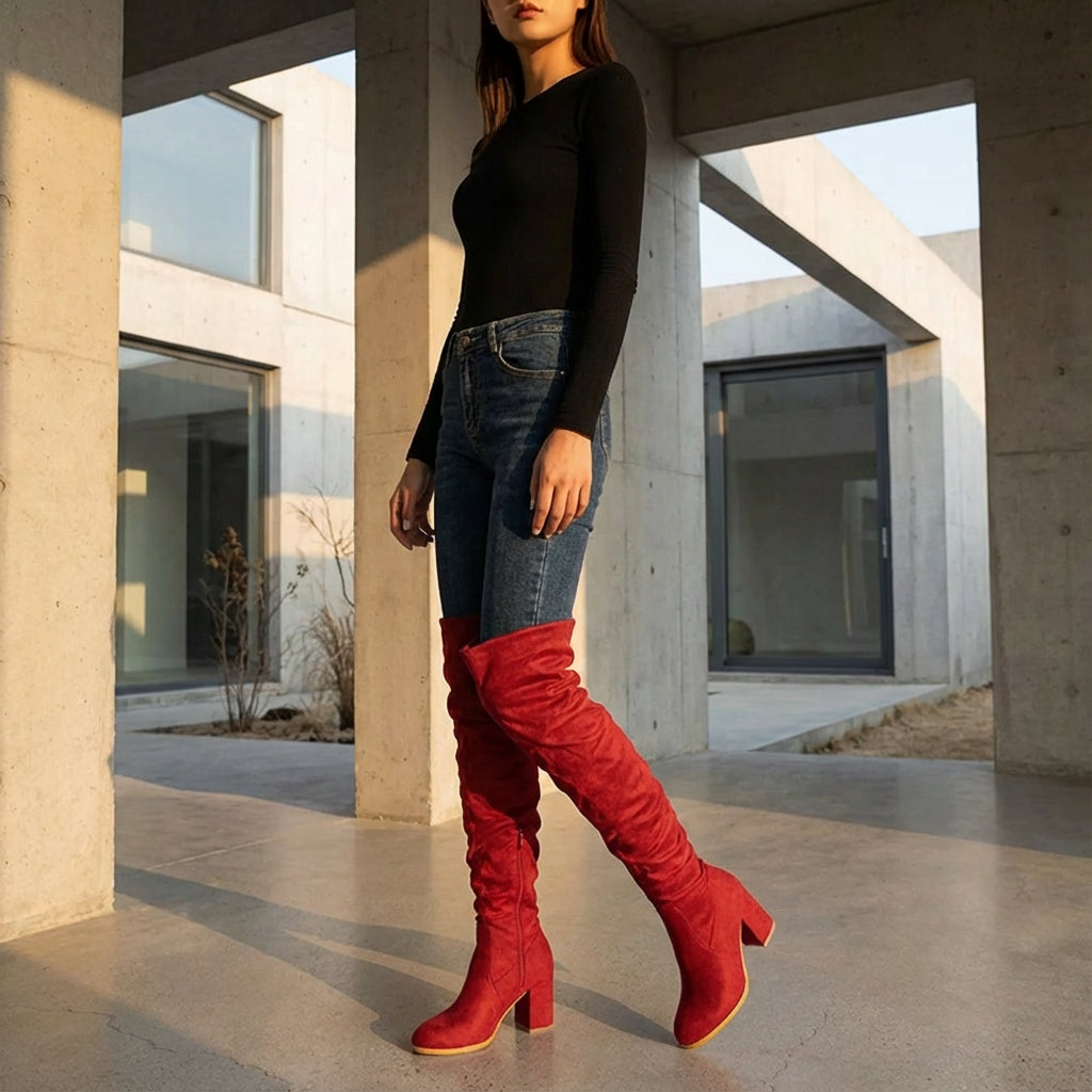 Kira Women's Over the Knee Boots | Heeled Design, Bold Sophistication