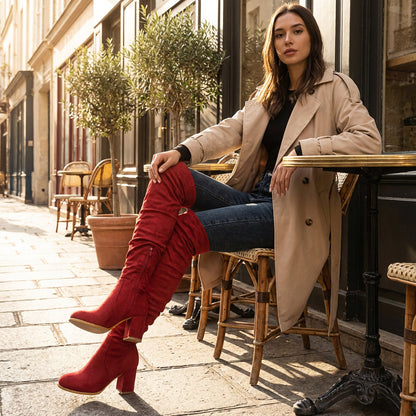 Kira Women's Over the Knee Boots | Heeled Design, Bold Sophistication