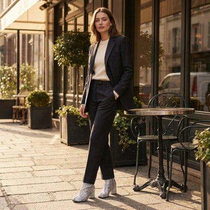 Velmira Women’s Ankle Boots | Tabi Toe, Glitter Finish