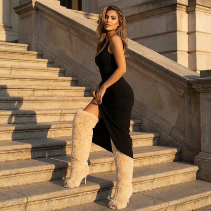 Nina Women's Over The Knee Boots | Fluffy Fur, High Heels