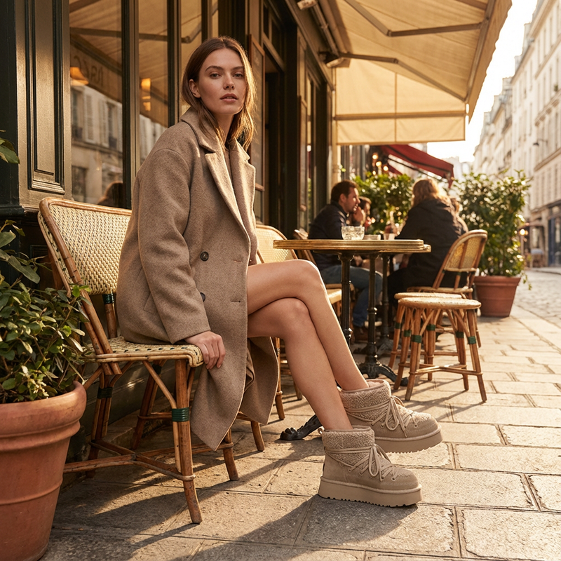 Bella Women's Black Snow Boots | Cow Leather, Warm & Stylish