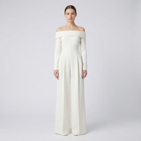 Viola Women's Jumpsuit | Off-Shoulder Folded Neckline, Wide-Leg Silhouette