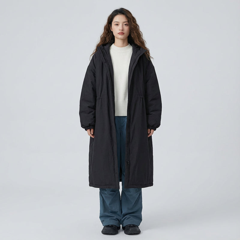 Abrigo largo de Ember para mujer | Diseño con capucha, Cierre frontal con cremallera