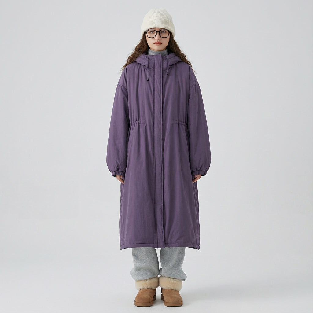 Abrigo largo de Ember para mujer | Diseño con capucha, Cierre frontal con cremallera