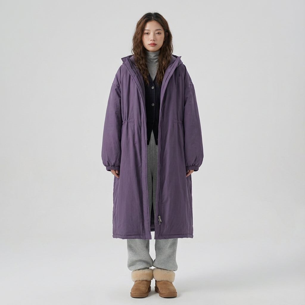 Abrigo largo de Ember para mujer | Diseño con capucha, Cierre frontal con cremallera