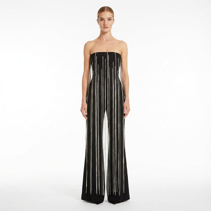 Wren Estelle Women's Strapless Jumpsuit | Polyester, Crystal Chain Detail