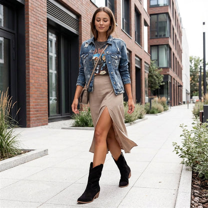 Charlotte Women's Western Boots | Winter Perforated Design, Stylish Warmth