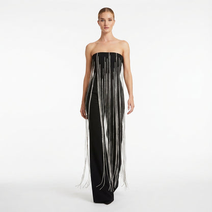 Wren Estelle Women's Strapless Jumpsuit | Polyester, Crystal Chain Detail