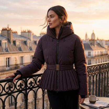 Abrigo de Invierno para Mujer Bella | Mezcla de Algodón, Chic con Capucha