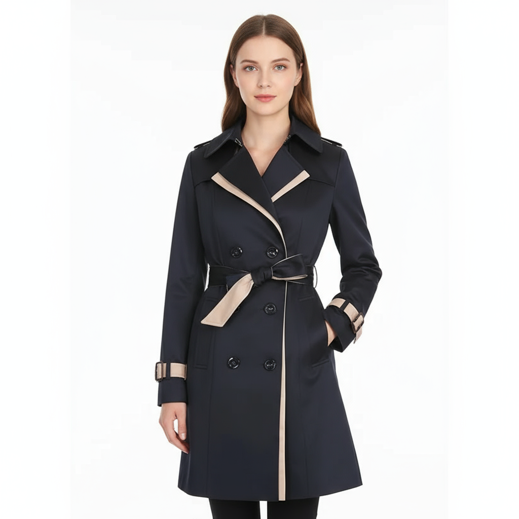 Elora Women's Trench Coat | Double-Breasted Design, Cotton Blend