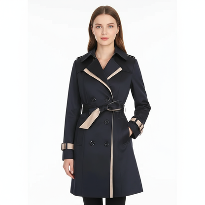 Elora Women's Trench Coat | Double-Breasted Design, Cotton Blend