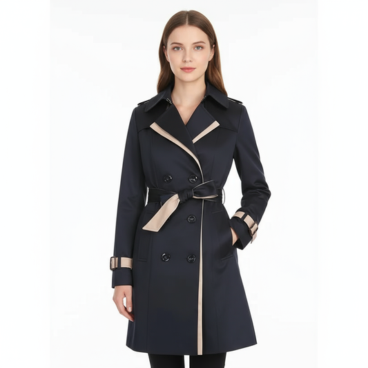 Elora Women's Trench Coat | Double-Breasted Design, Cotton Blend