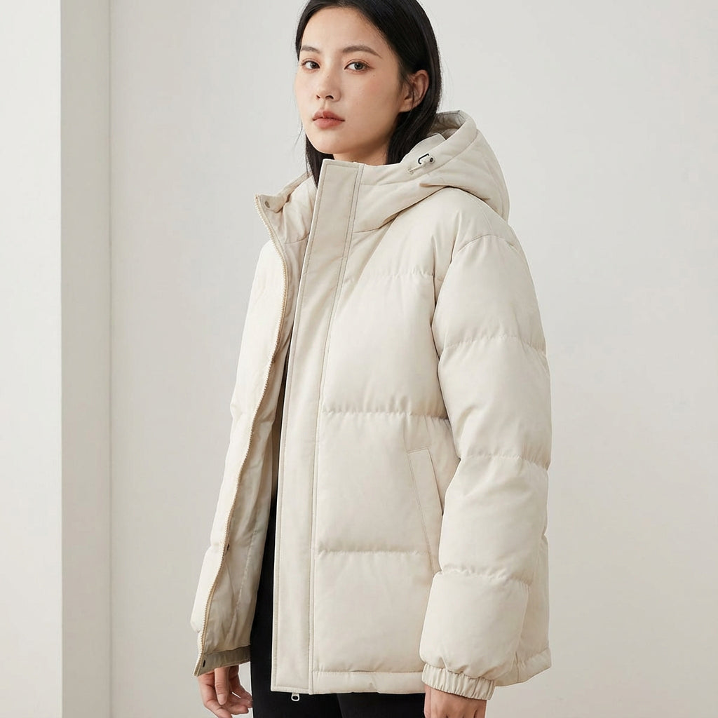 Doudoune noire pour femmes Cleo | Isolée avec capuche, veste d'hiver élégante