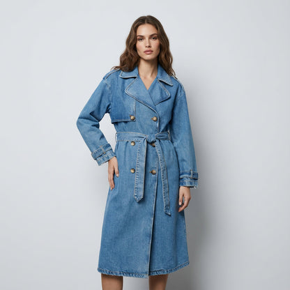Slate Jenera Women's Denim Trench Coat | Oversized Fit, Double-Breasted