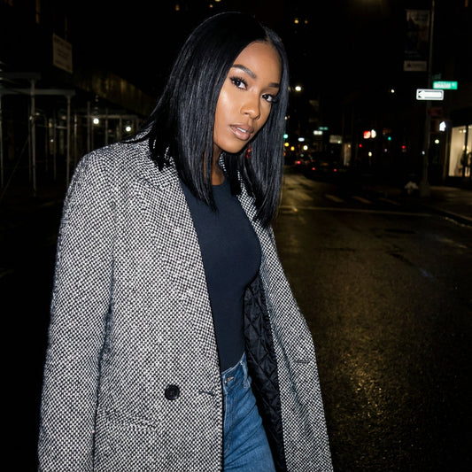 Abrigo de Invierno para Mujer Holly | Tela de Houndstooth a Medida, Diseño de Longitud Media