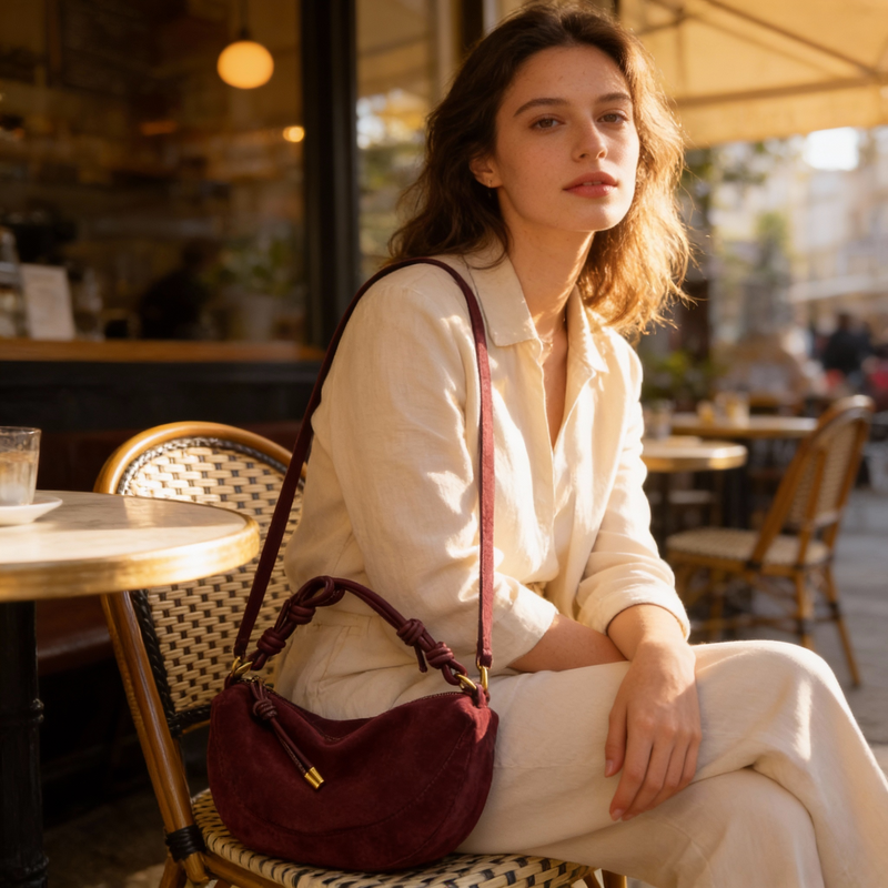 Mila Women’s Shoulder Bag | Crescent Shape, Knotted Strap