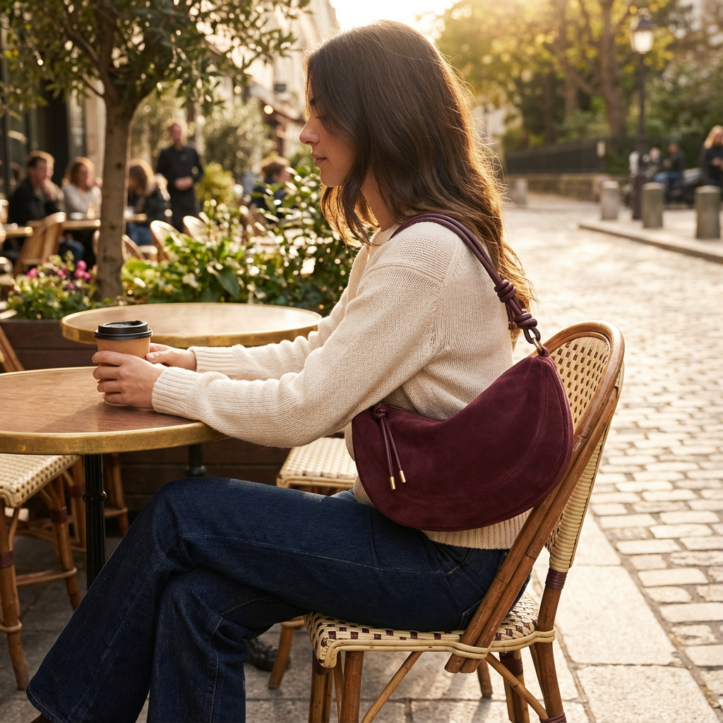 Mila Women’s Shoulder Bag | Crescent Shape, Knotted Strap