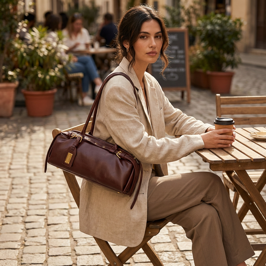 Camila Women’s Shoulder Bag | Cylindrical Shape, Buckle Strap Details