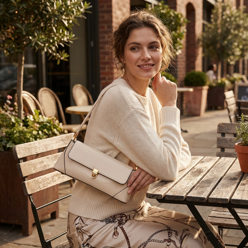 Celeste Women’s Shoulder Bag | Vintage Lock Detail, Elegant Silhouette