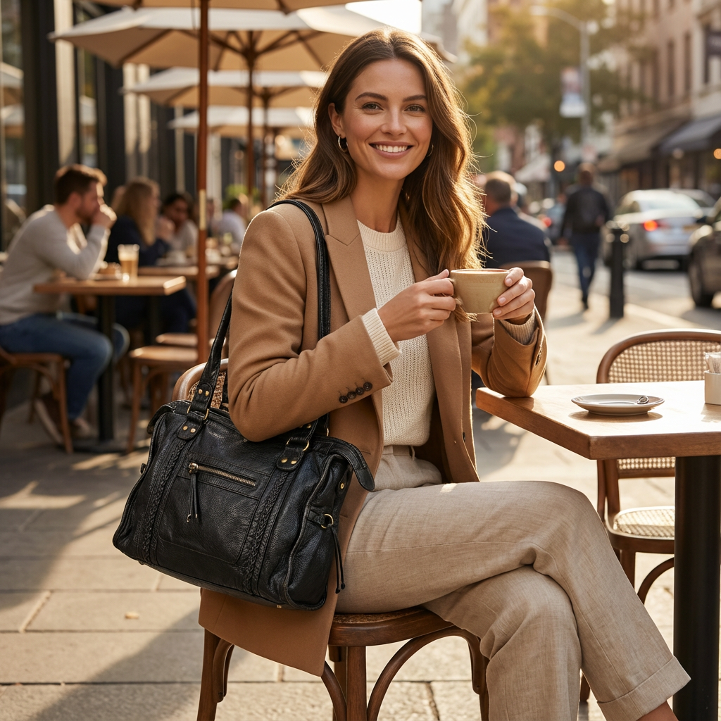 Rhea Women’s Shoulder City Bag | Braided Panel Design, Soft Carry Structure