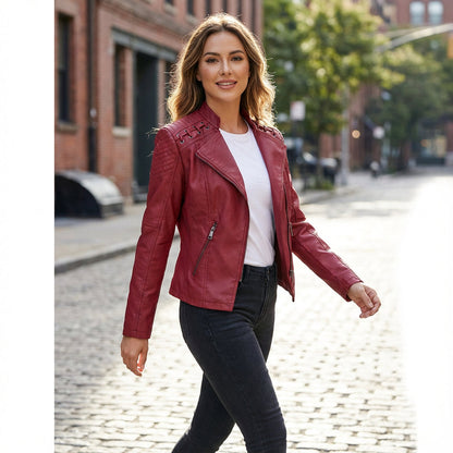 Veste zippée pour femmes Jade | Similicuir, style audacieux
