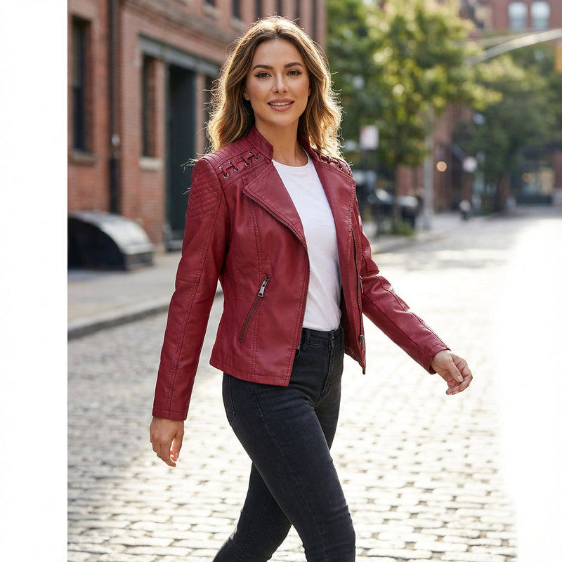 Veste zippée pour femmes Jade | Similicuir, style audacieux