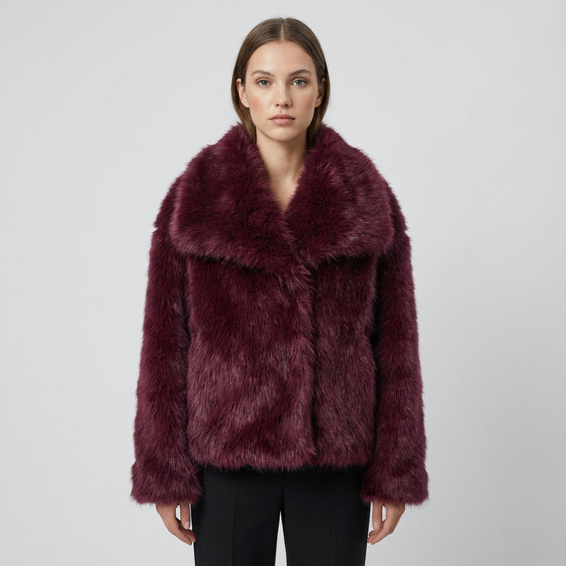 Jade Women’s Faux Fur Coat | Plush Texture, Wide Collar