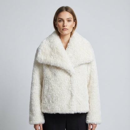 Jade Women’s Faux Fur Coat | Plush Texture, Wide Collar