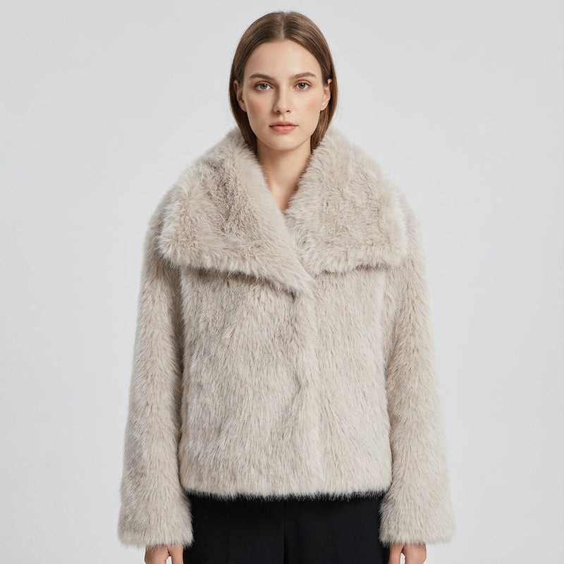 Jade Women’s Faux Fur Coat | Plush Texture, Wide Collar
