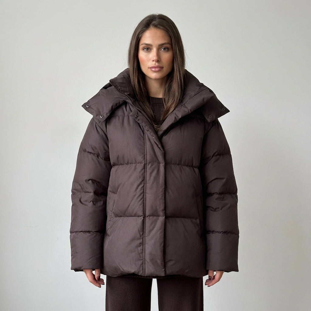 Marlowe Women’s Puffer Jacket | Detachable Hood, Oversized Silhouette