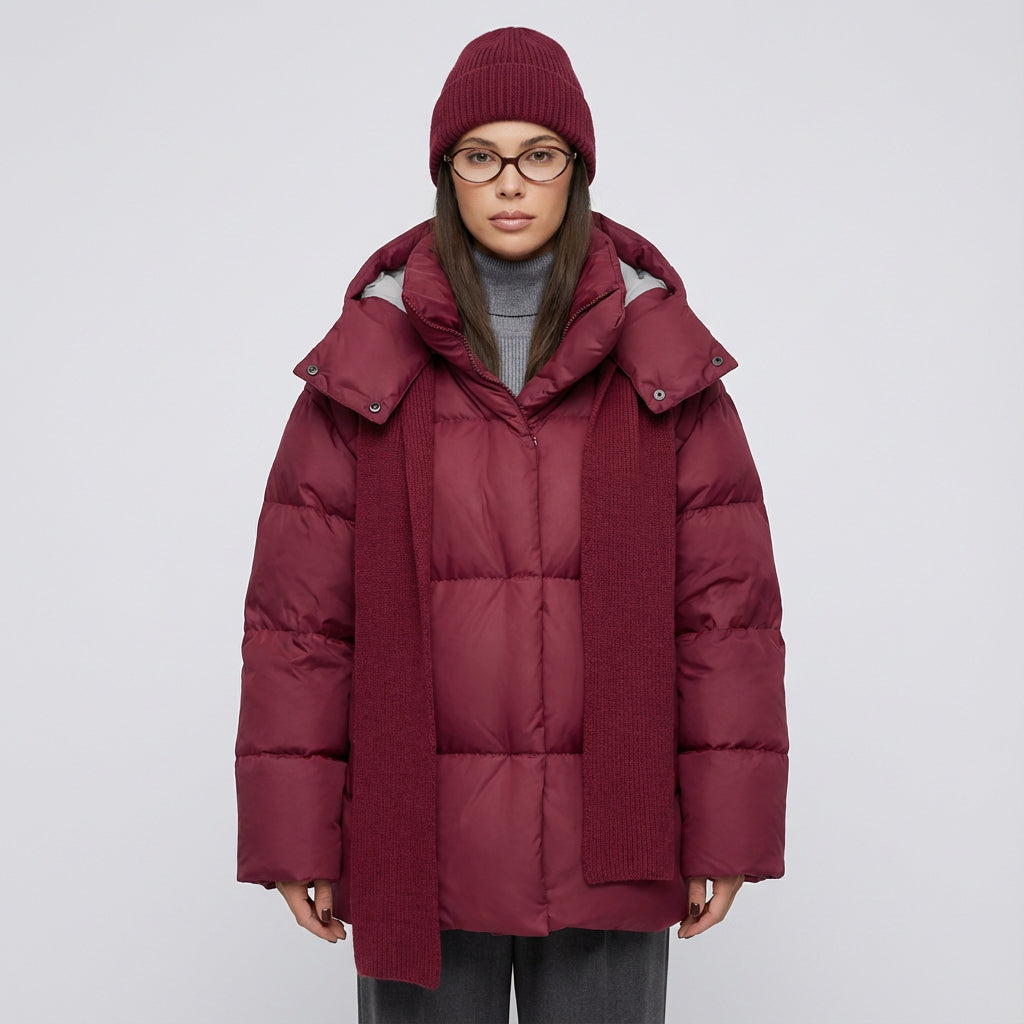 Marlowe Women’s Puffer Jacket | Detachable Hood, Oversized Silhouette