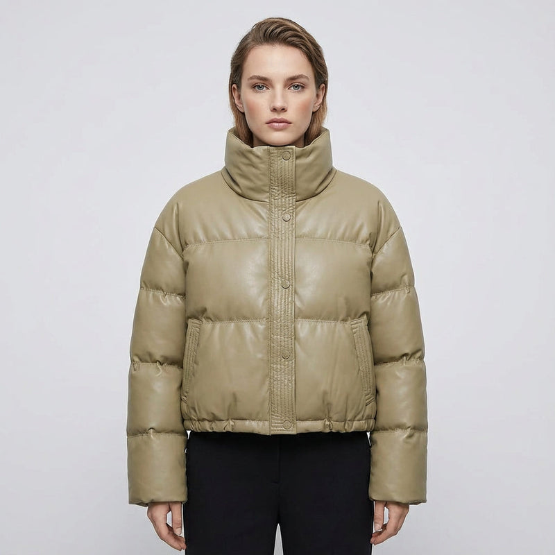 Isle Ariana Women’s Cropped Puffer Jacket | High Neck, Quilted Design