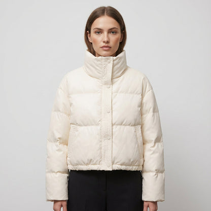 Isle Ariana Women’s Cropped Puffer Jacket | High Neck, Quilted Design