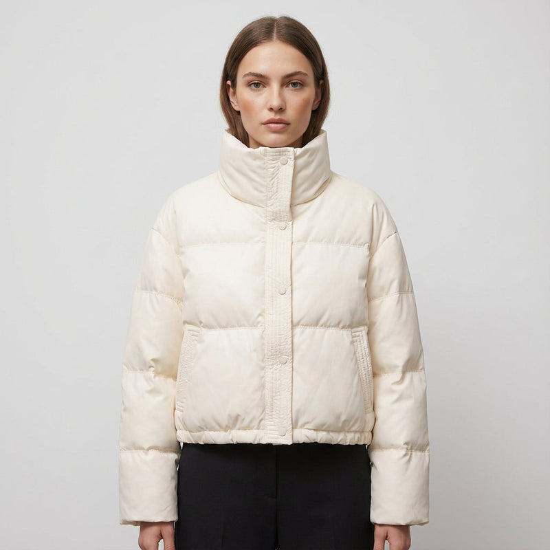 Isle Ariana Women’s Cropped Puffer Jacket | High Neck, Quilted Design