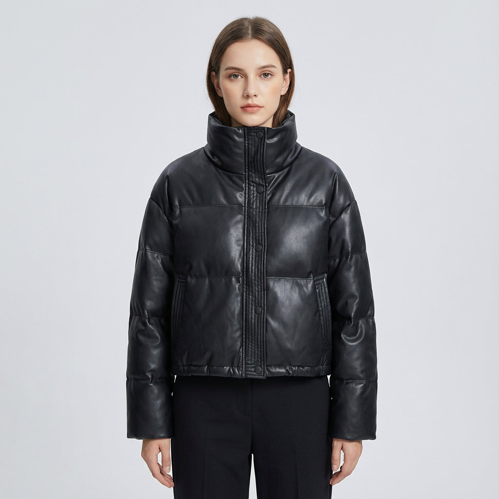 Isle Ariana Women’s Cropped Puffer Jacket | High Neck, Quilted Design