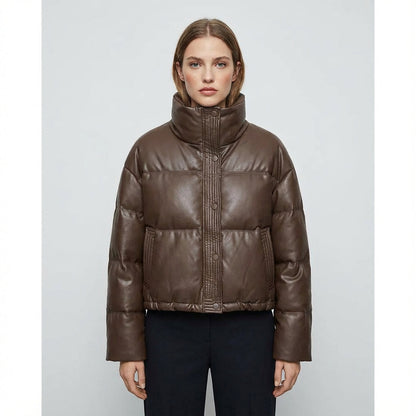 Isle Ariana Women’s Cropped Puffer Jacket | High Neck, Quilted Design