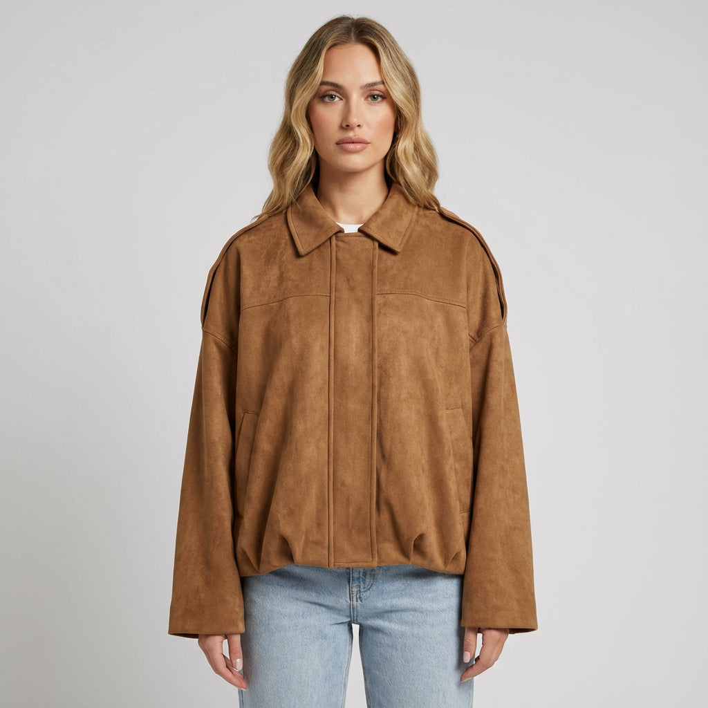 Elise Women’s Cropped Bomber Jacket | Zip-Front, Relaxed Silhouette
