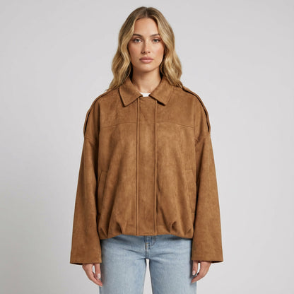 Elise Women’s Cropped Bomber Jacket | Zip-Front, Relaxed Silhouette