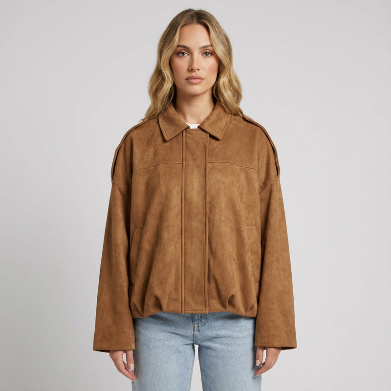 Elise Women’s Cropped Bomber Jacket | Zip-Front, Relaxed Silhouette